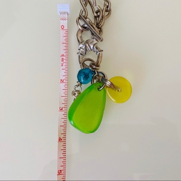 Vintage Roberto Rose Necklace Silver Chain Green, Yellow, Blue pendants - Picture 5 of 5